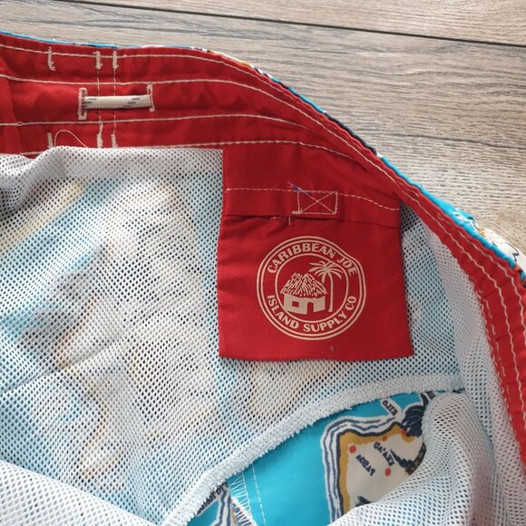 Caribbean Joe Island Supply Hawaiian Swim Trunks Beach Drawstring Waist 40 In - Picture 6 of 8